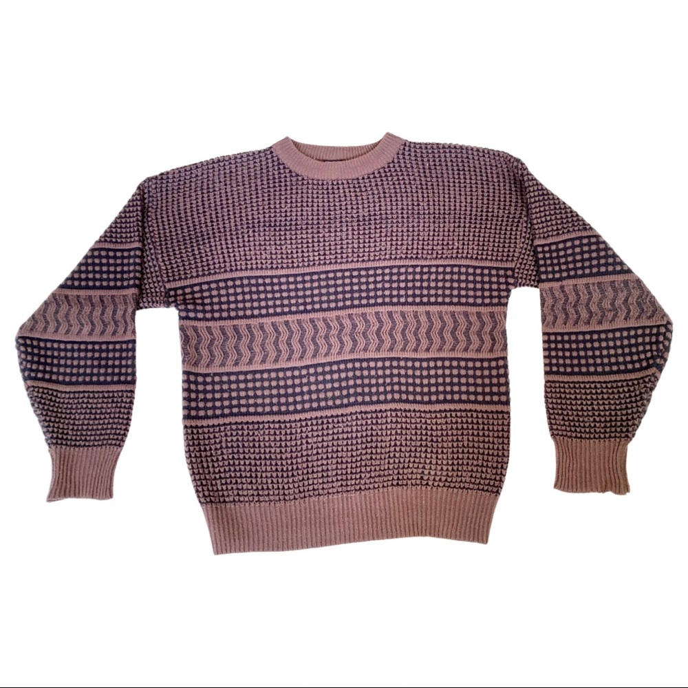 VTG 90's Dark Academia Grandpa Holiday Knit Crew Neck Sweater XL